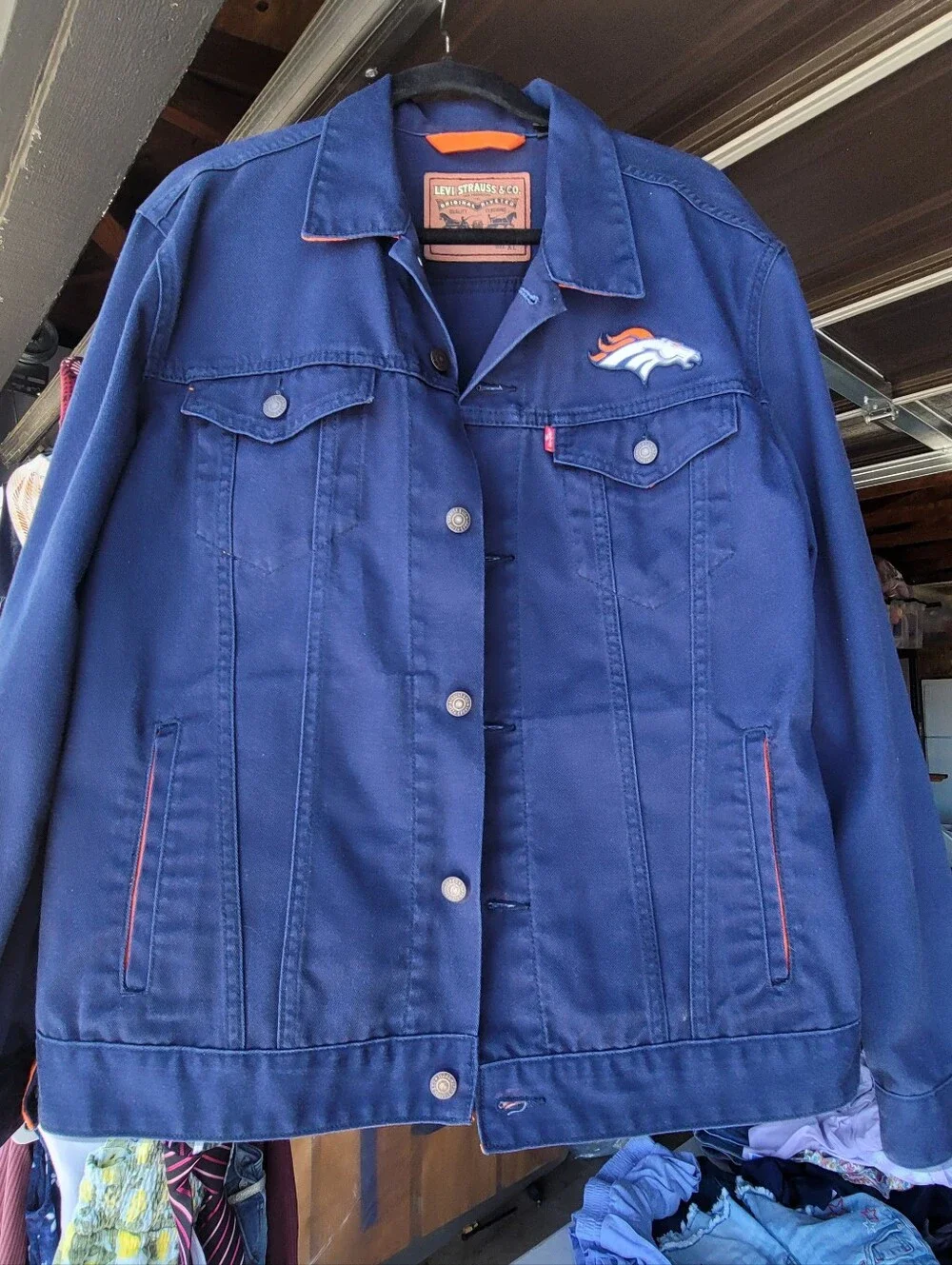 Levi's Navy Denim Trucker Jacket with Broncos Patch - Picture 5 of 5